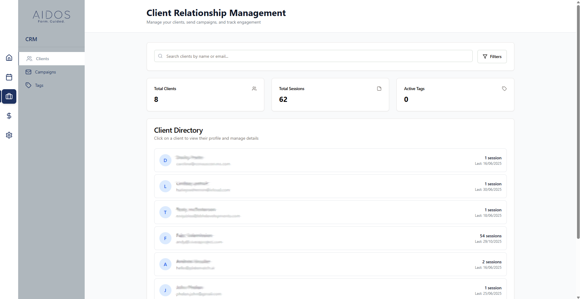 CRM Dashboard - Comprehensive client relationship management
