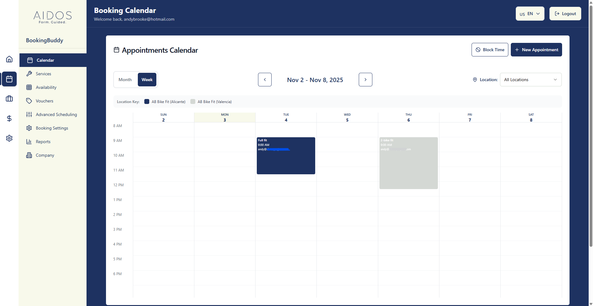 BookingBuddy Calendar - Interactive appointment booking system